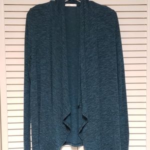 TEAL&BLACK OPEN DRAPE CARDIGAN